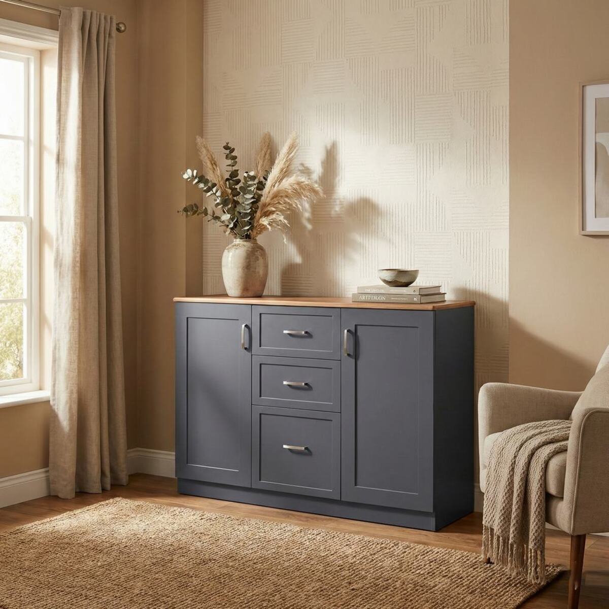 Credenza moderna grigia 120x40x82