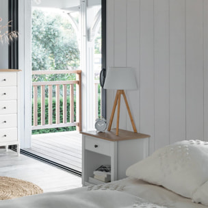 Lampe trépied "Bahi" - bambou et blanc H56 cm