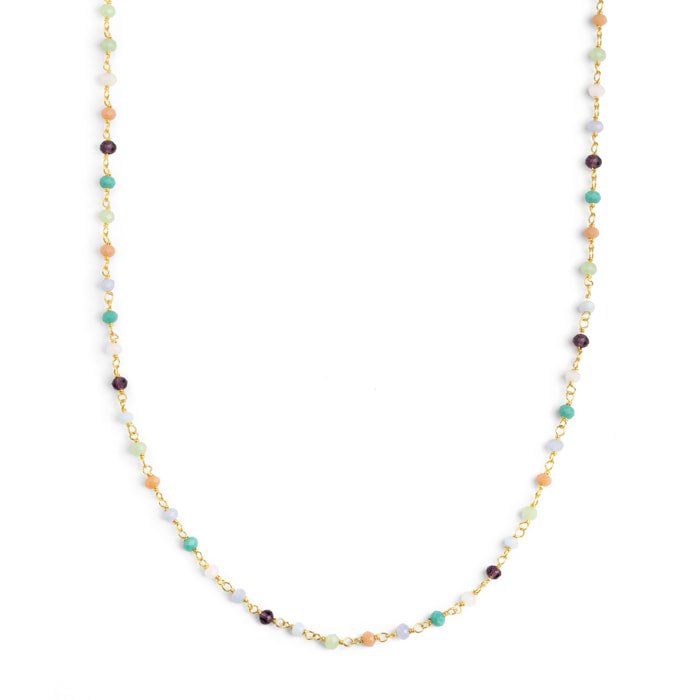 Collar Crystals Colors Plata Baño Oro