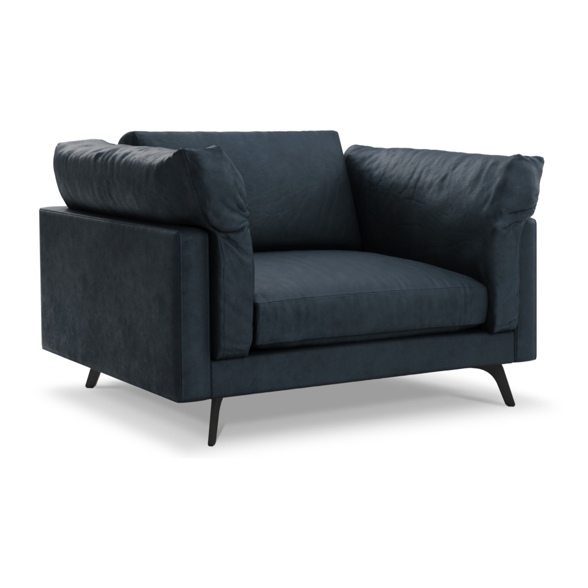 Fauteuil xl "Camille" en cuir véritable bleu