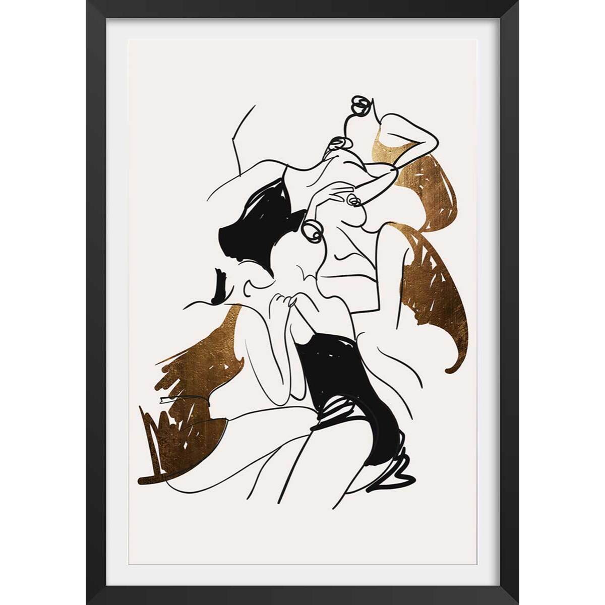 Affiche dessin ""ballerines"" Affiche + cadre en bois - Noir