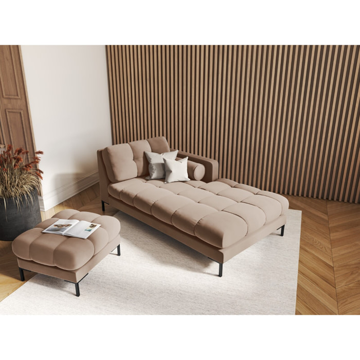 Méridienne droite "Bali" en velours beige