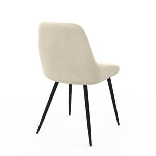 Chaises Olivia en velours et pieds métal - Crème