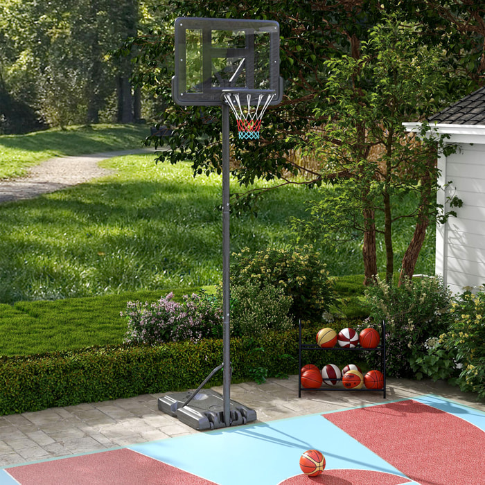 Canasta de Baloncesto de Exterior 2 en 1 con Altura Ajustable 230-305 cm Aro de Baloncesto para Piscina con Soporte Canasta de Baloncesto con Ruedas Base Rellenable Negro