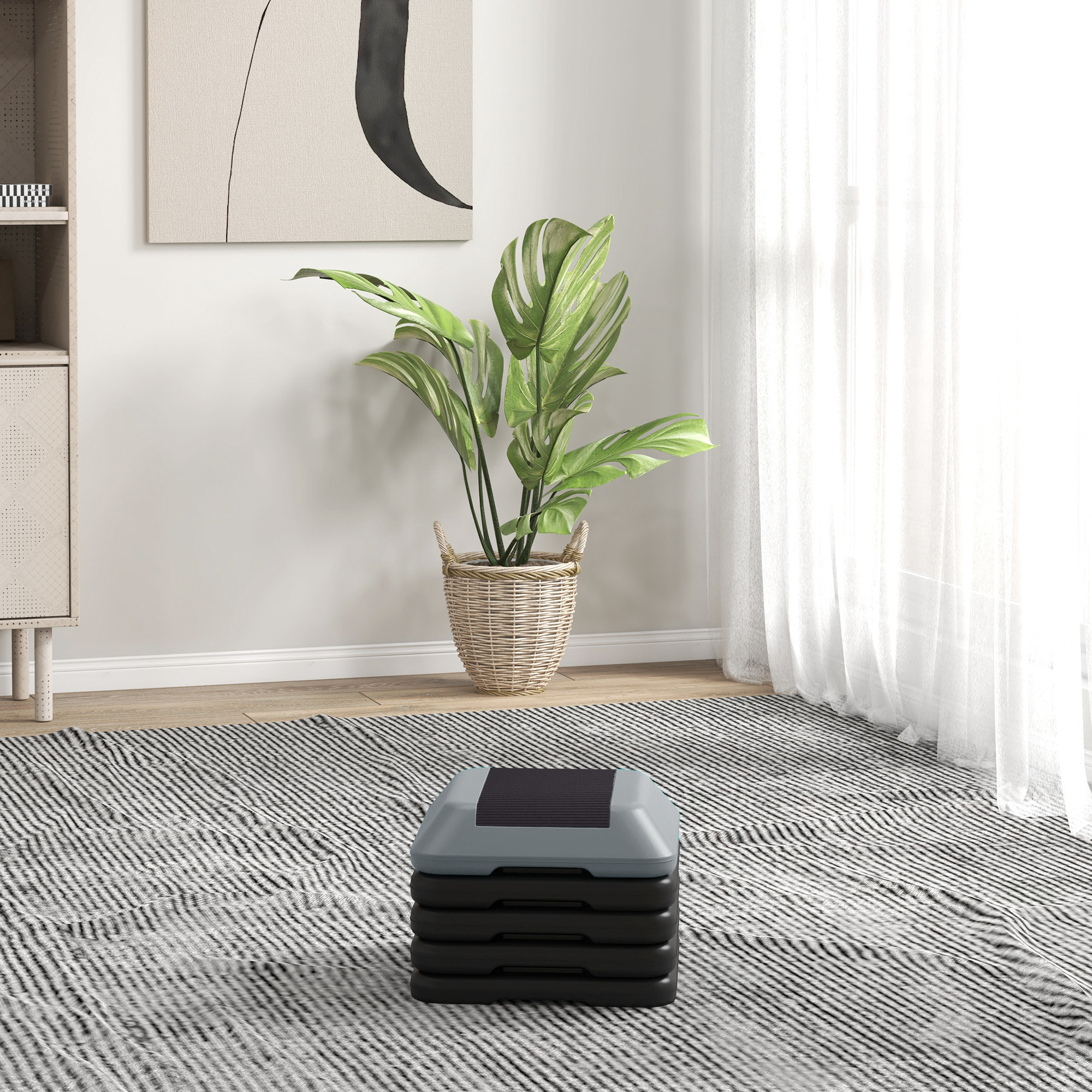 Step de Aeróbic Step para Fitness Stepper Antideslizante con Altura Ajustable de 10/15/20/25/30 cm Carga 150 kg para Entrenamiento en Casa Gimnasio Gris