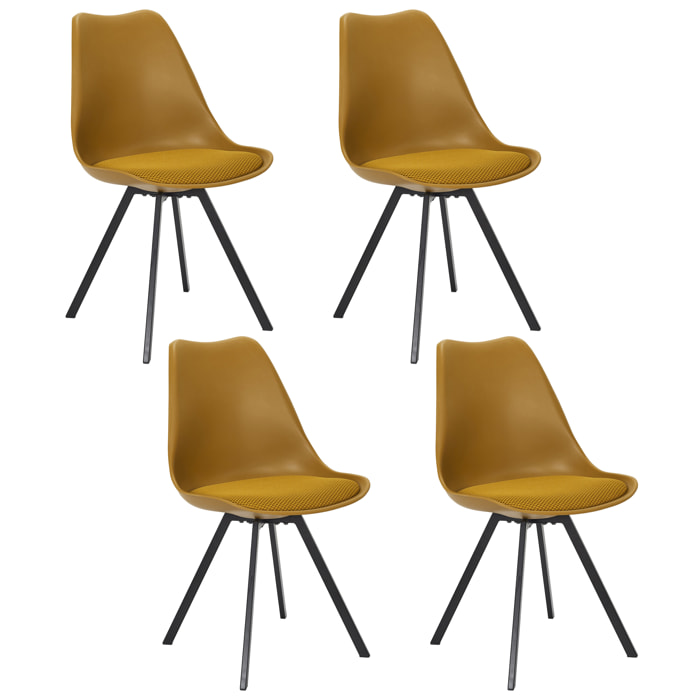 Chaise Avec Coussin Atome Jaune - Lot De 4