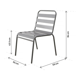 Lot de 2 chaises de jardin en métal empilables "Bilbao" - Taupe