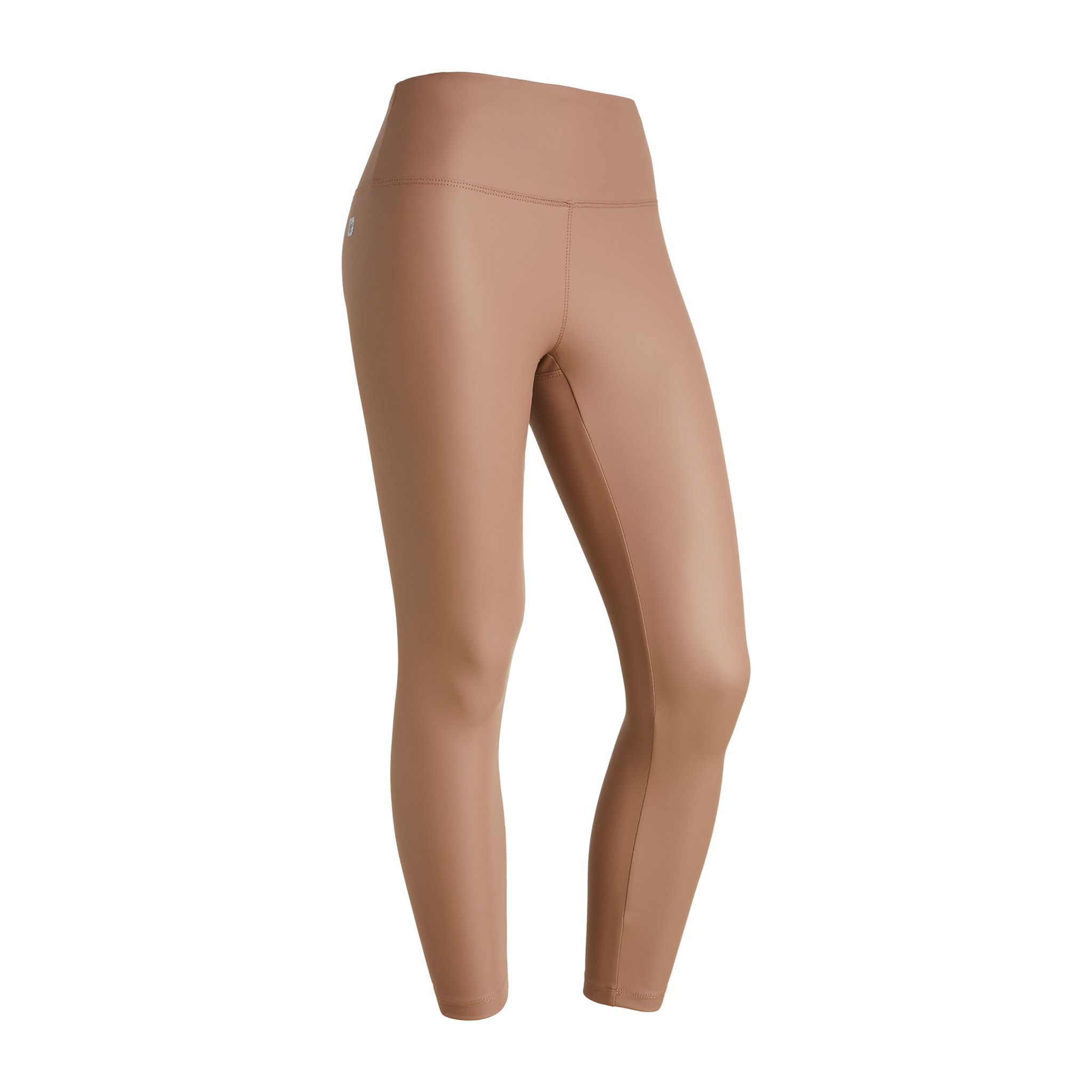 Leggings vita alta 7/8 in tessuto coated effetto pelle