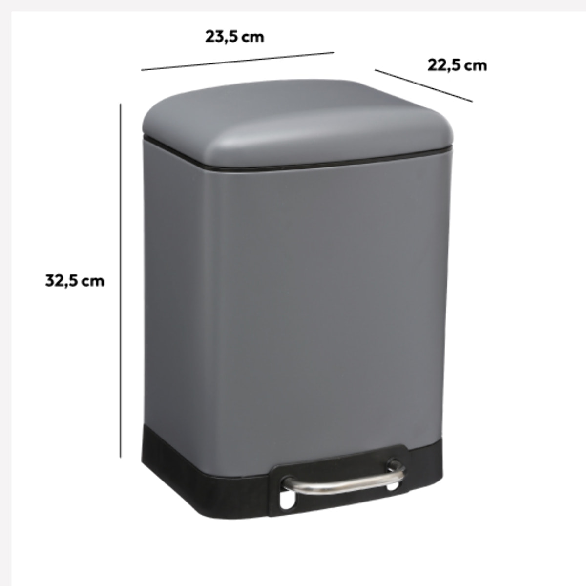 Poubelle à pédale métal 6L "Ariane" gris anthracite