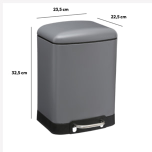 Poubelle à pédale métal 6L "Ariane" gris anthracite