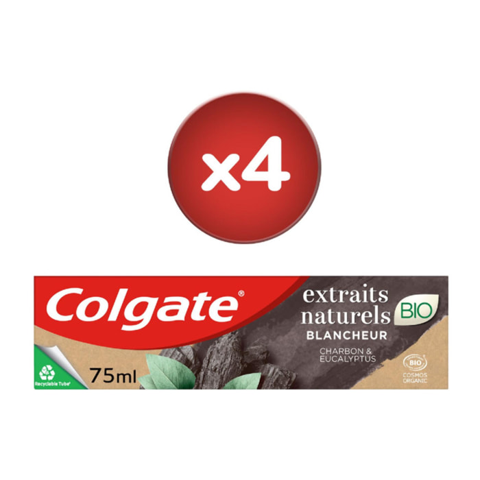 Pack de 2 - Lot de 2 Dentifrices Colgate Extraits Naturels Bio Charbon & Eucalyptus