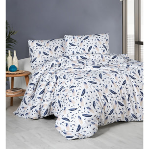 Housse de couette + taie(s) oreiller "Plume" 100% coton imprimé.