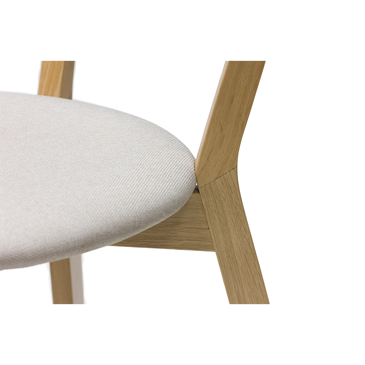 Chaises vintage en bois clair chêne et tissu beige (lot de 2) DOVE
