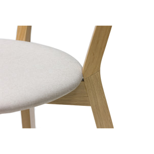 Chaises vintage en bois clair chêne et tissu beige (lot de 2) DOVE