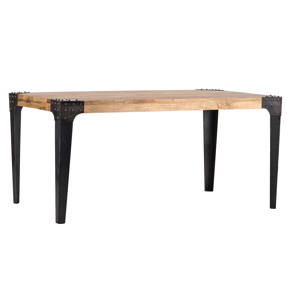 Table à manger industrielle acier et bois manguier massif L160 cm MADISON