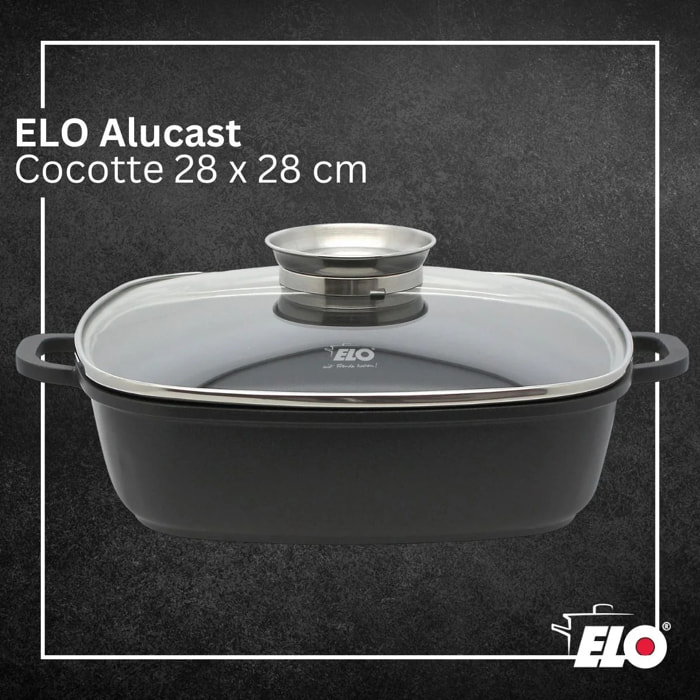 Cocotte 28 x 28 cm en fonte aluminium antiadhésive 3,6 L Elo Alucast