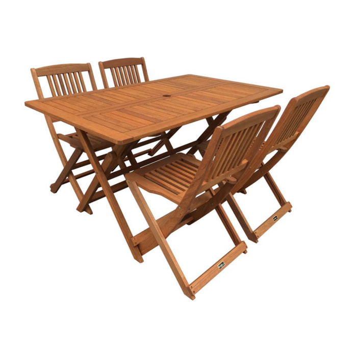 Table et chaises de jardin en bois exotique "Hongkong 4" - Maple - Marron clair