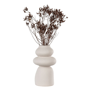 Vaso in gres beige con forme organiche, ø14,5x26,5 cm