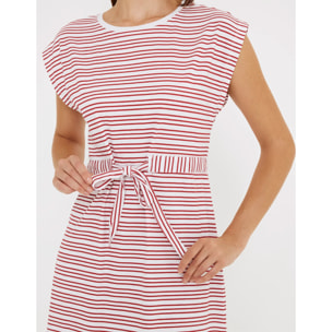 Vestido Corto Algodón de Rayas Rojo - Furia
