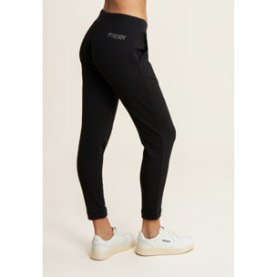 Pantaloni 7/8 con Risvolto e Strass