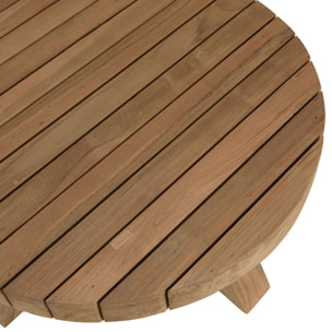 KALLY - Table basse jardin ronde 80cm bois teck recyclé naturelle