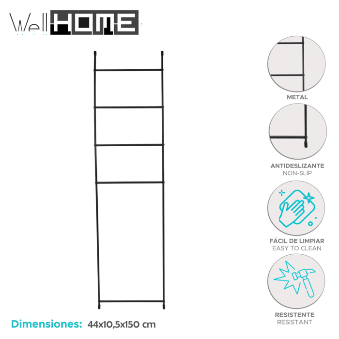 Well home toallero de metal con 4 baldas antideslizantes h.150cm