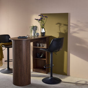 Table bar, table haute de cuisine décor bois avec rangements WALLIS