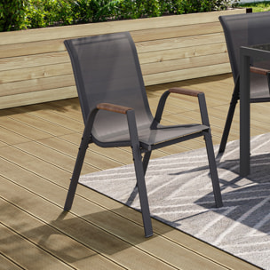 Chaises de jardin Ozéa en textilène et rotin - lot de 6