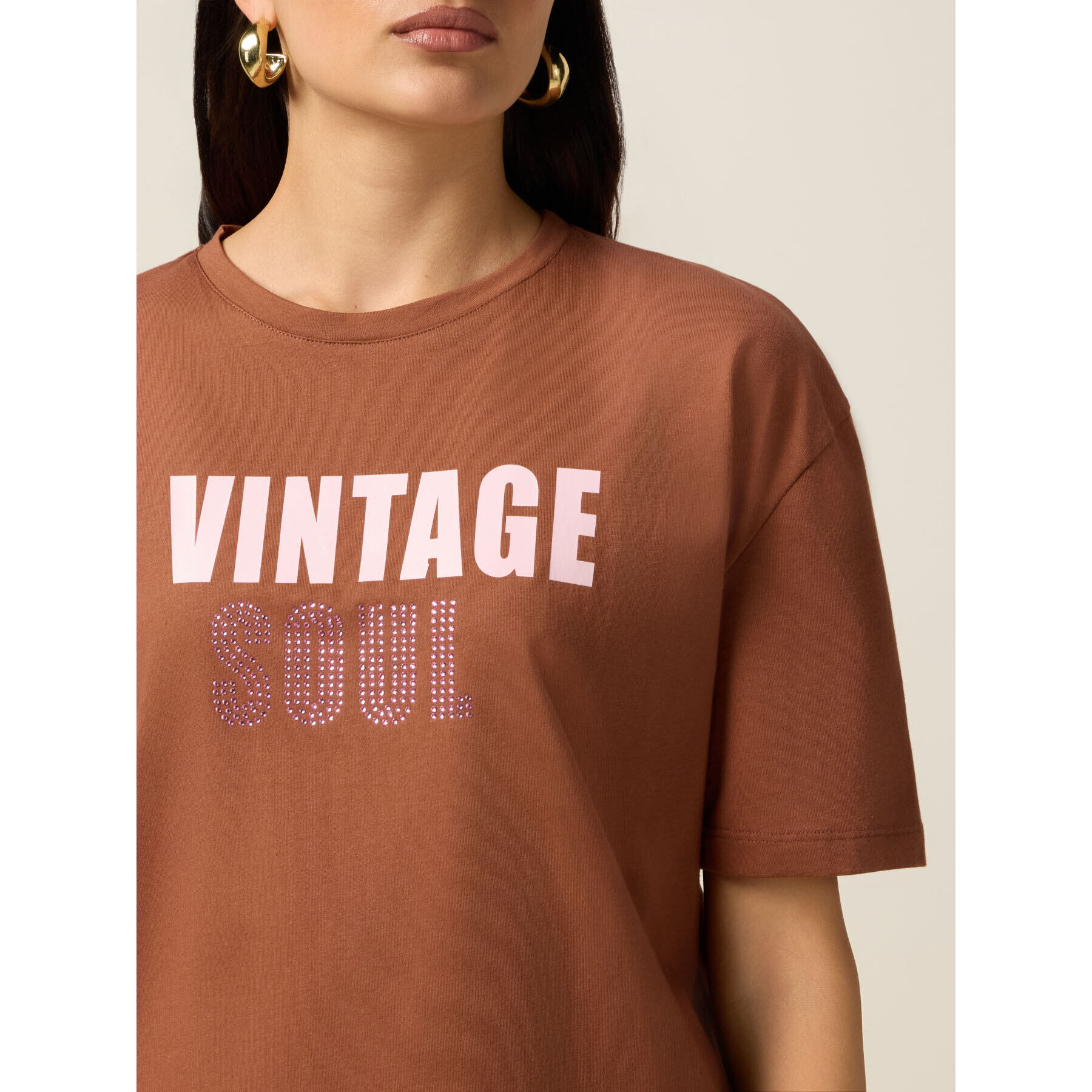 Oltre - Camiseta con pañuelo - Marrón