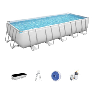 Bestway Piscine hors sol tubulaire rectangulaire Bestway Power Steel 640 x 274 x 132 cm gris clair