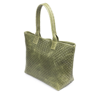 Albisola borsa a spalla da donna. Pelle autentica finitura in camoscio con incisione intrecciata.