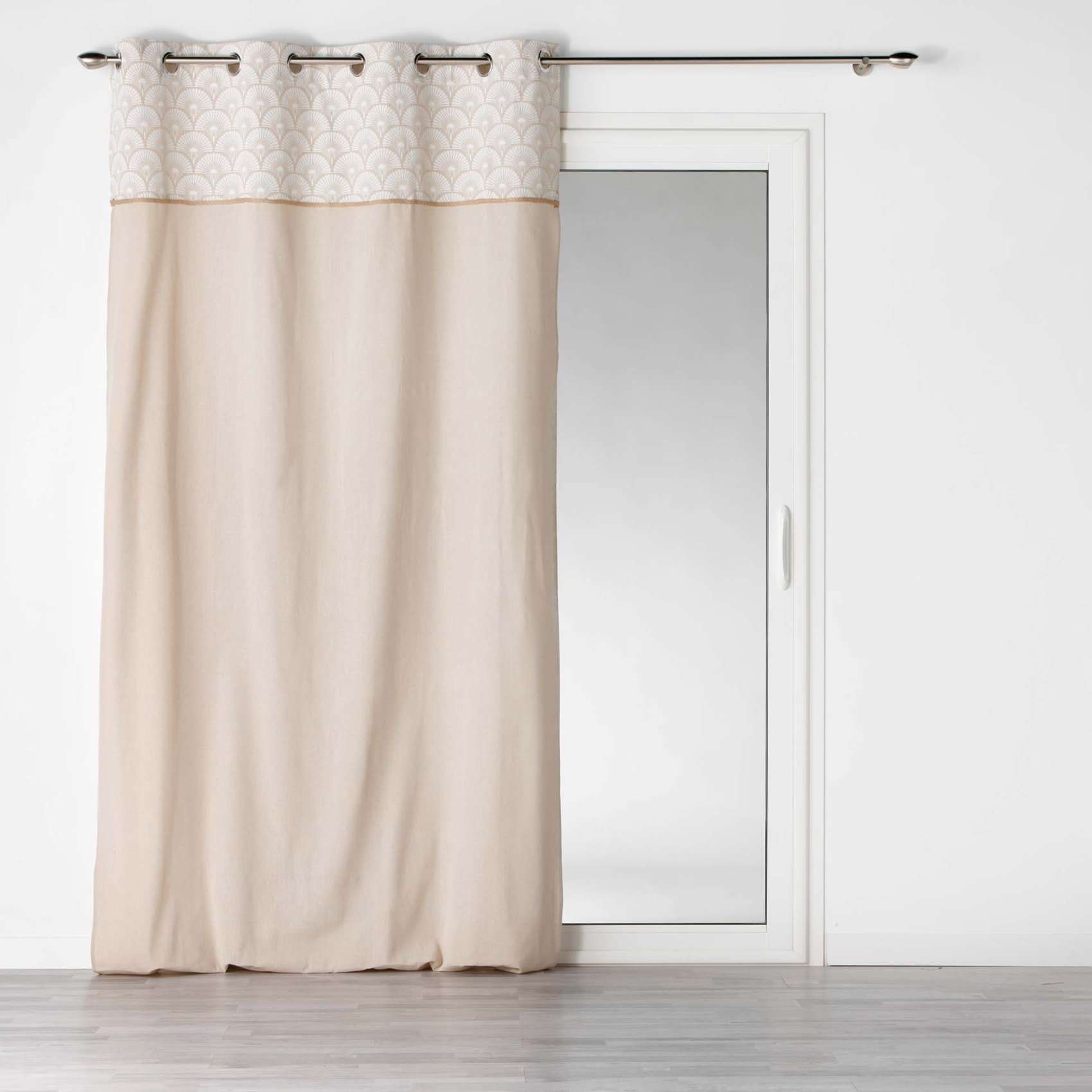 Rideau d'ameublement à parement imprimé - Blanc