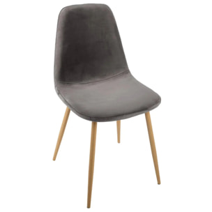 Chaise "Roka" grise en velours