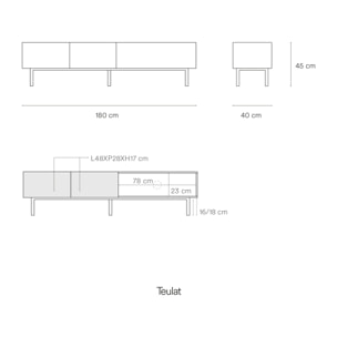 Mueble de televisión Arista con 2 cajones y 1 puerta abatible blanco
