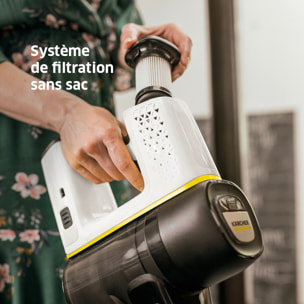 Aspirateur balai sans fil Karcher VC 6 Cordless purFamily Blanc - Autonomie 50 min- Filtre HEPA- Spécial Famille