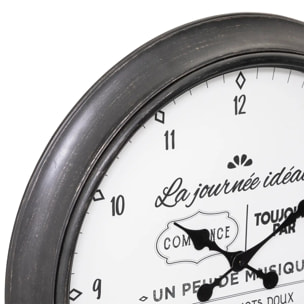 Horloge "Citation" - noir & blanc D60 cm