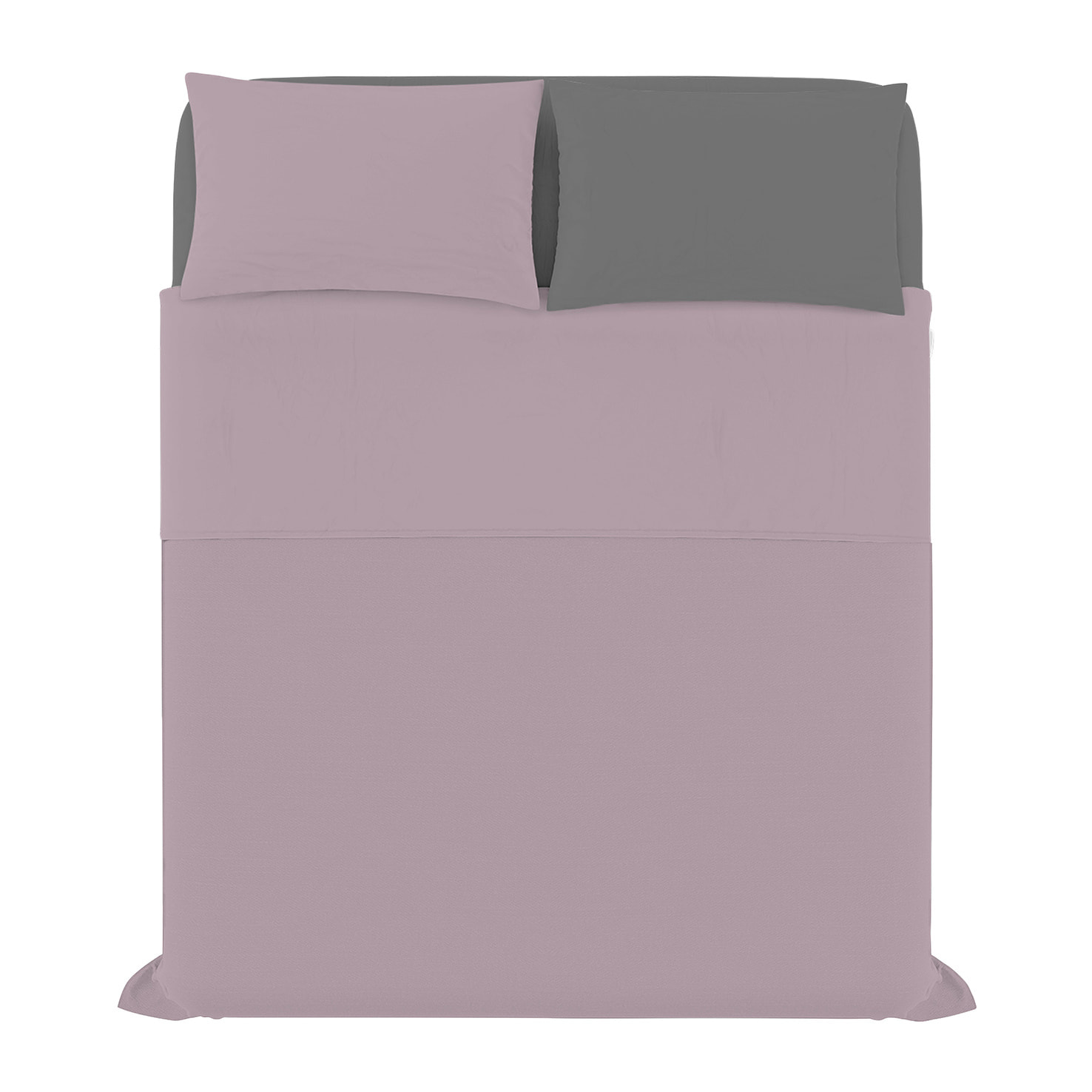 COMPLETO LETTO NATURAL COLOR, 100% Cotone, Made in Italy - ROSA ANTICO/FUMO