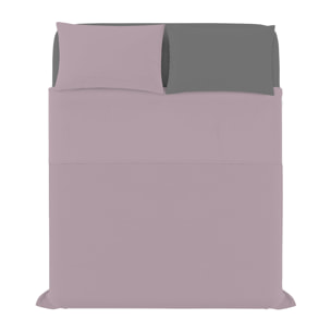 COMPLETO LETTO NATURAL COLOR, 100% Cotone, Made in Italy - ROSA ANTICO/FUMO