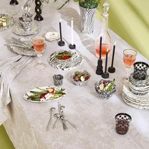 Nappe pur coton 220 g/m² motif jacquard beige Mille esprit jardins chanvre