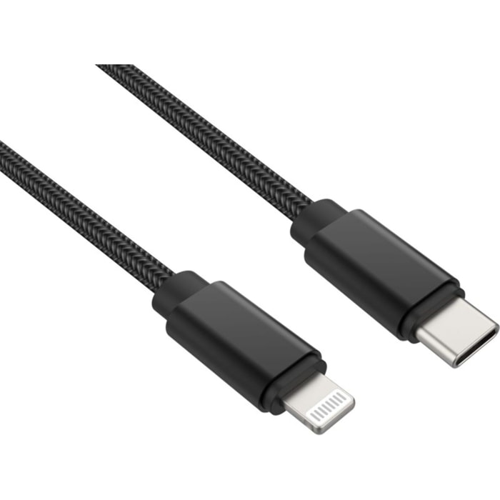 Câble Lightning ADEQWAT vers USB-C 2m noir certifié Apple