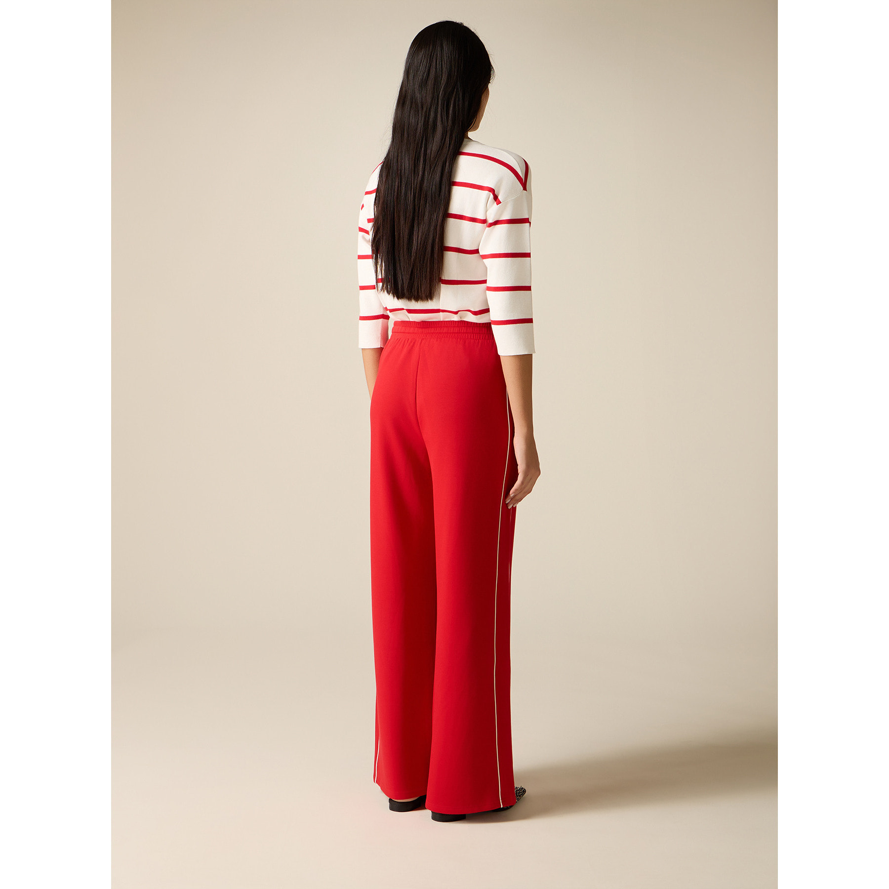 Oltre - Pantaloni in jersey con profilo - Rosso