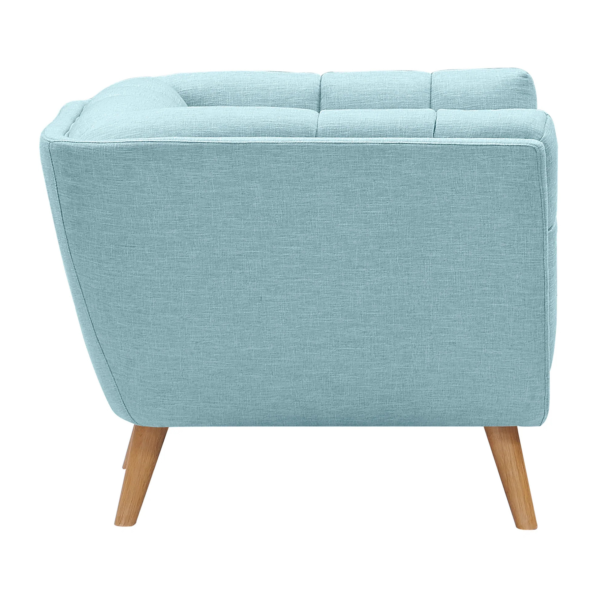 Fauteuil capitonné en tissu bleu clair - Carmen