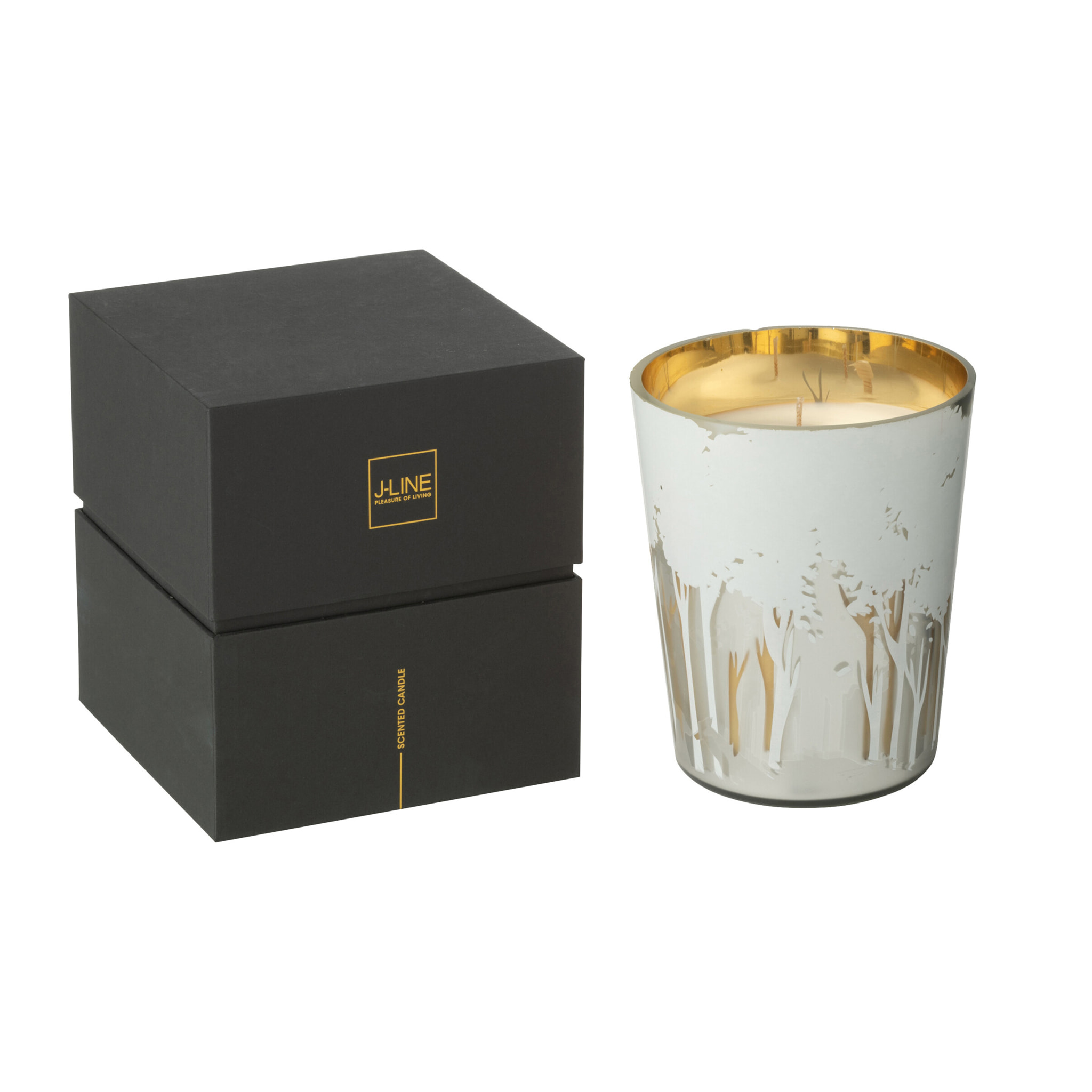 J-Line bougie parfumée Noa Forêt - Ayra - verre - blanc/or - medium - 68H