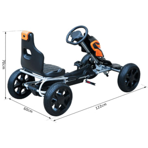 Kart à pédales Go-Kart enfants 122L x 60l x 70H cm Ø roues 29 cm siège ergonomique orange noir