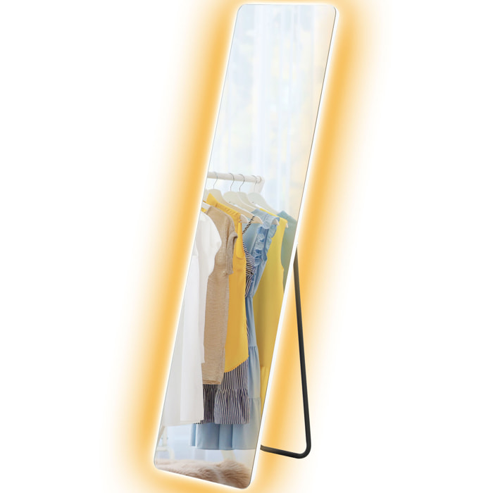 Espejo de Cuerpo Entero con Luz LED 150x40 cm Espejo de Pie o de Pared sin Marco con Iluminación de 3 Colores Función de Memoria y Táctil Inteligente para Salón Dormitorio Transparente