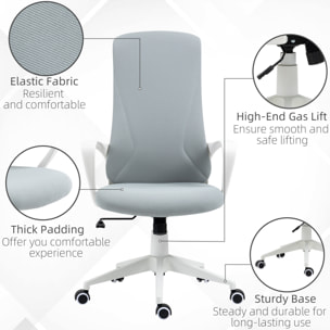 Fauteuil de Bureau ergonomique avec accoudoirs et roulettes pivotant - Fonction Inclinaison et Hauteur réglable dim. 62L x 56l x 119,5H cm - Gris clair