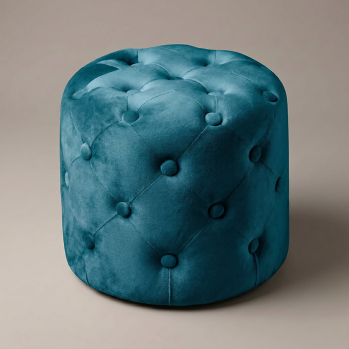 Pouf Poggiapiedi in Velluto Capitonné, Pouf Contenitore Design Moderno, Seduta Imbottita Multiuso per Soggiorno Camera da Letto Living, Complemento d’Arredo Elegante Stile Contemporaneo