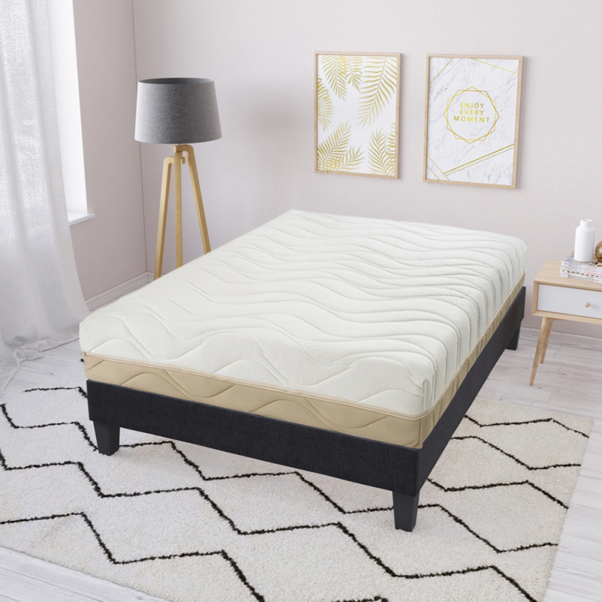 Ensemble Matelas Mousse Supersoft Leman avec sommier en bois