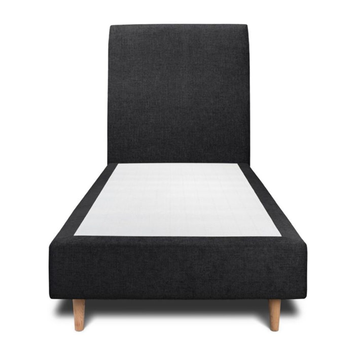 Lit avec tête de lit tapissée tissu et sommier tapissier Ep20