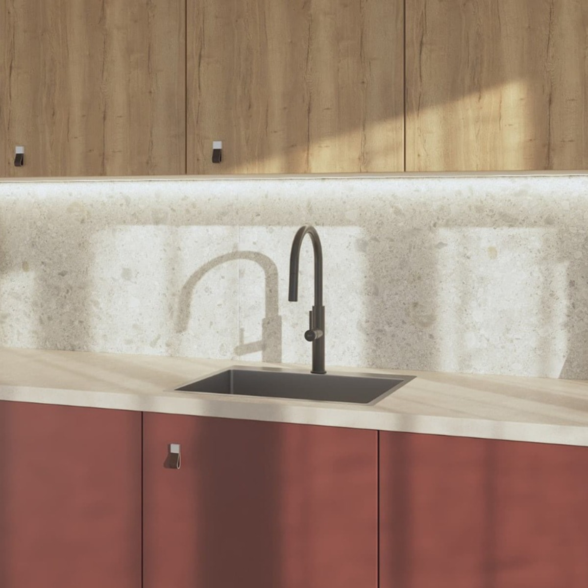 Mitigeur cuisine avec douchette extractible 2 jets, noir mat (SATBSD286C)